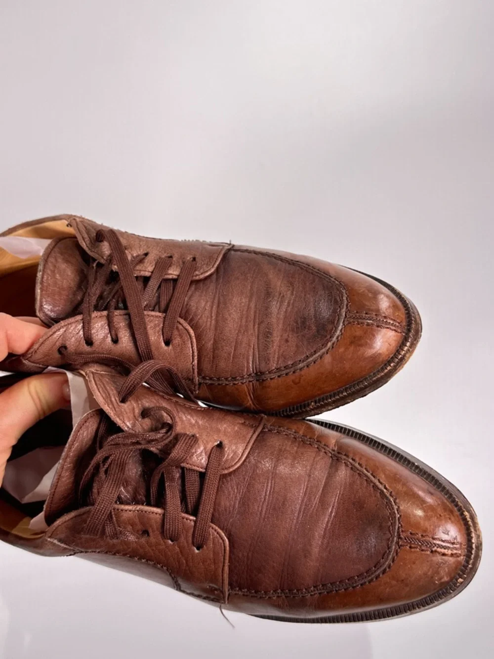 Mezlan Brown Leather Moc Toe Oxford Lace Up Vibram Sole Mens 7 M